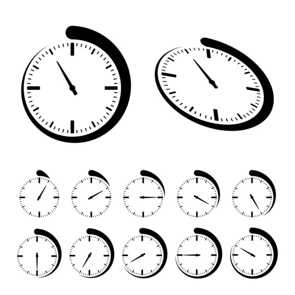 Ronde zwarte timer pictogrammen — Stockvector
