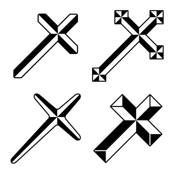 Schwarze christliche Kreuze — Stockvektor
