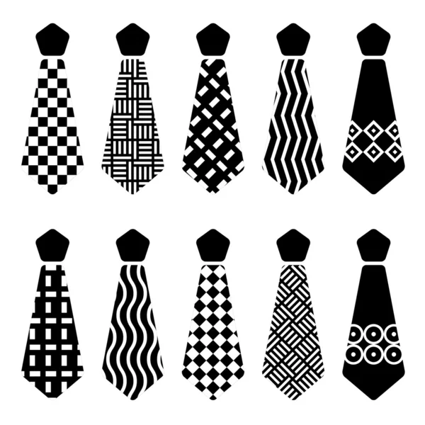 Cravate silhouettes noires — Image vectorielle