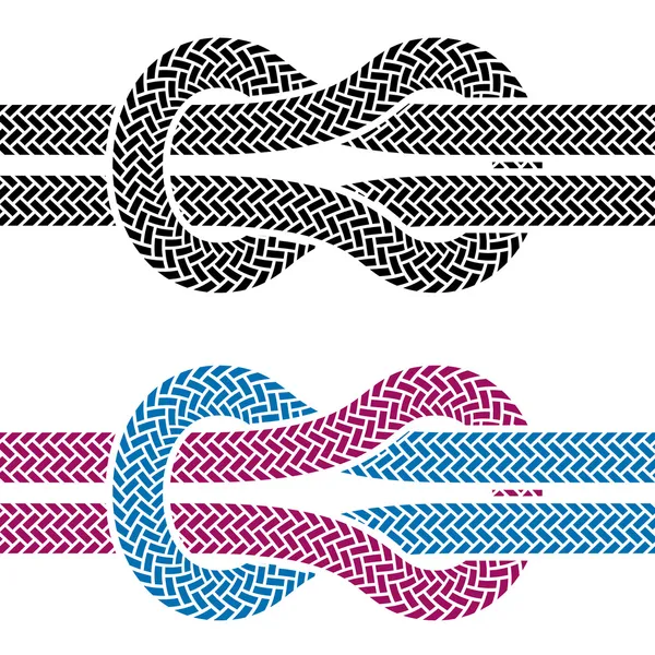 Simboli del nodo della corda rampicante — Vettoriale Stock