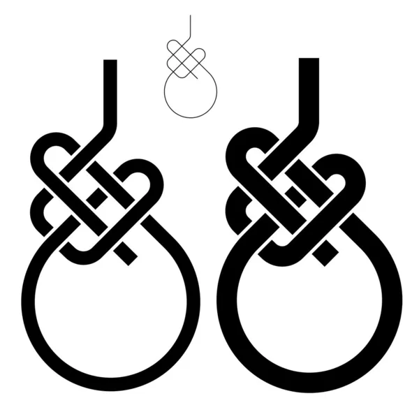 Bowline loop climbing rope knot symbols — Stock Vector