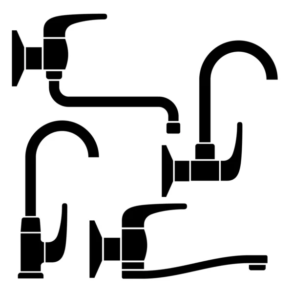 Vattenkranen svarta symboler — Stock vektor