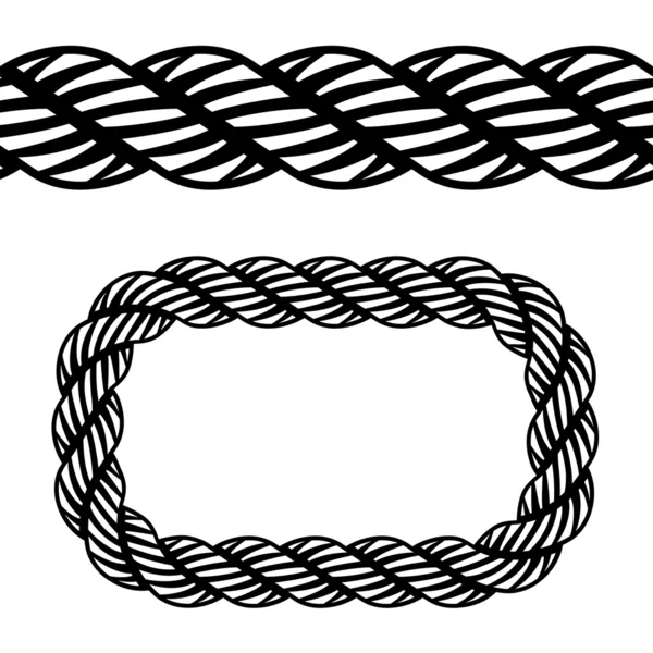 Simbolo della corda nera senza cuciture — Vettoriale Stock