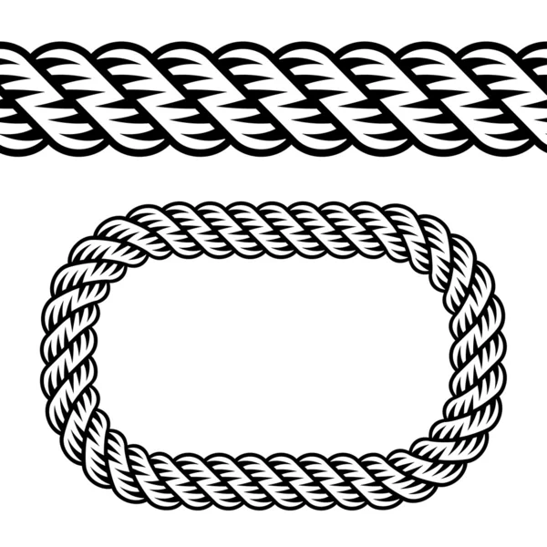 Безшовный символ черной веревки — стоковый вектор