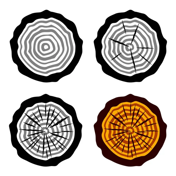 Anneaux de croissance symboles tronc d'arbre — Image vectorielle