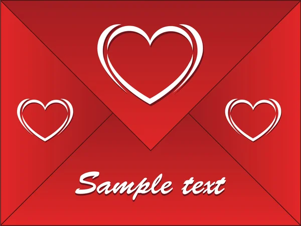Red envelope with hearts — Stock Vector
