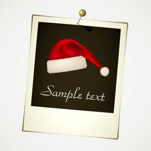 Instant photo with christmas hat — Stock Vector
