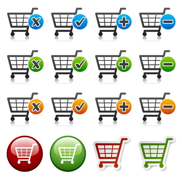 Add delete shopping cart item — Stock Vector