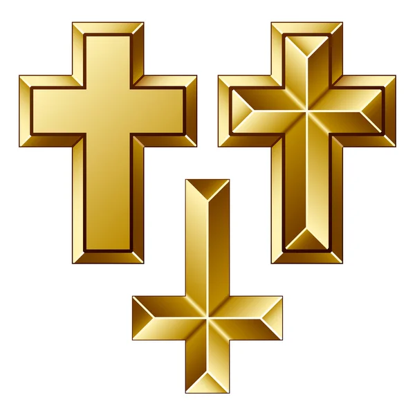 Massive golden christian crosses — Stock Vector