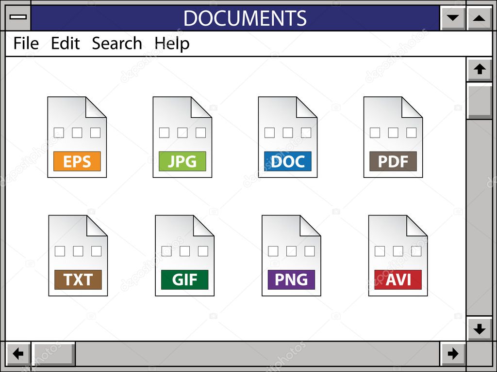 nostalgic window including document icons