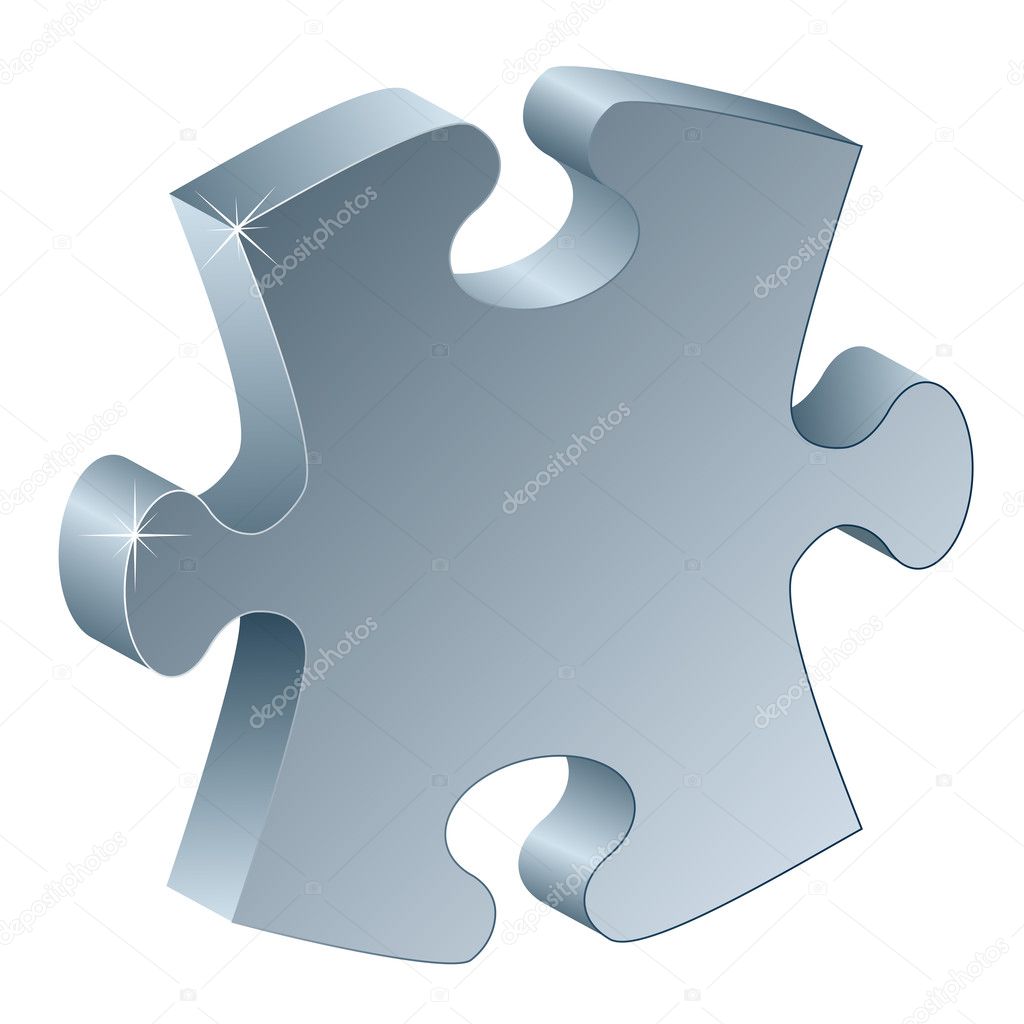 3d metallic puzzle piece
