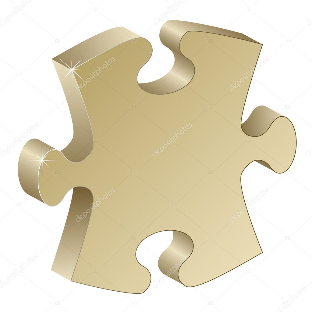 3d metallic puzzle piece