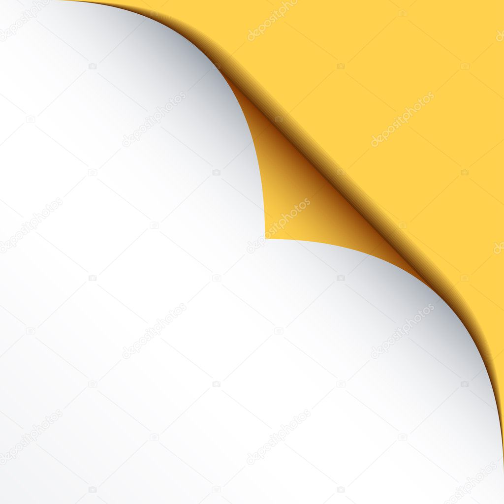 white bended paper with yellow background