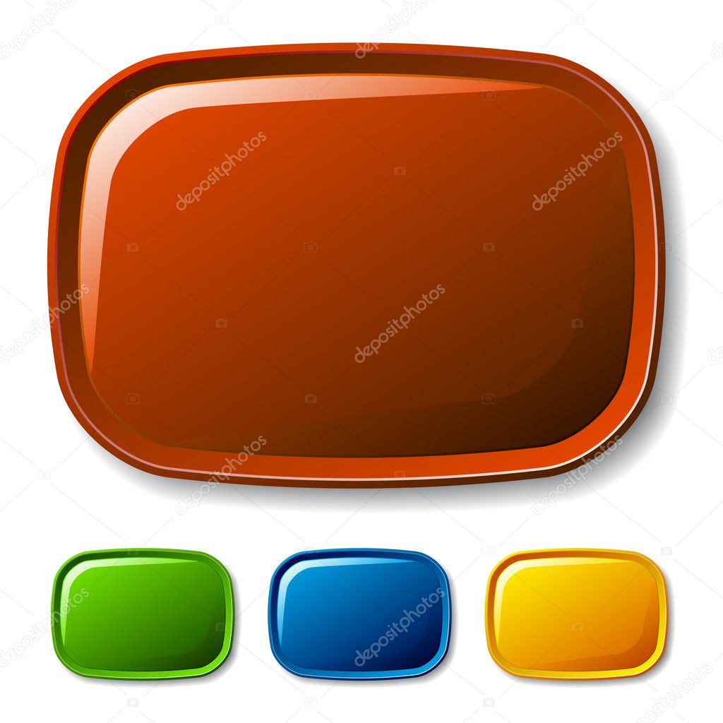 blank rounded glossy buttons