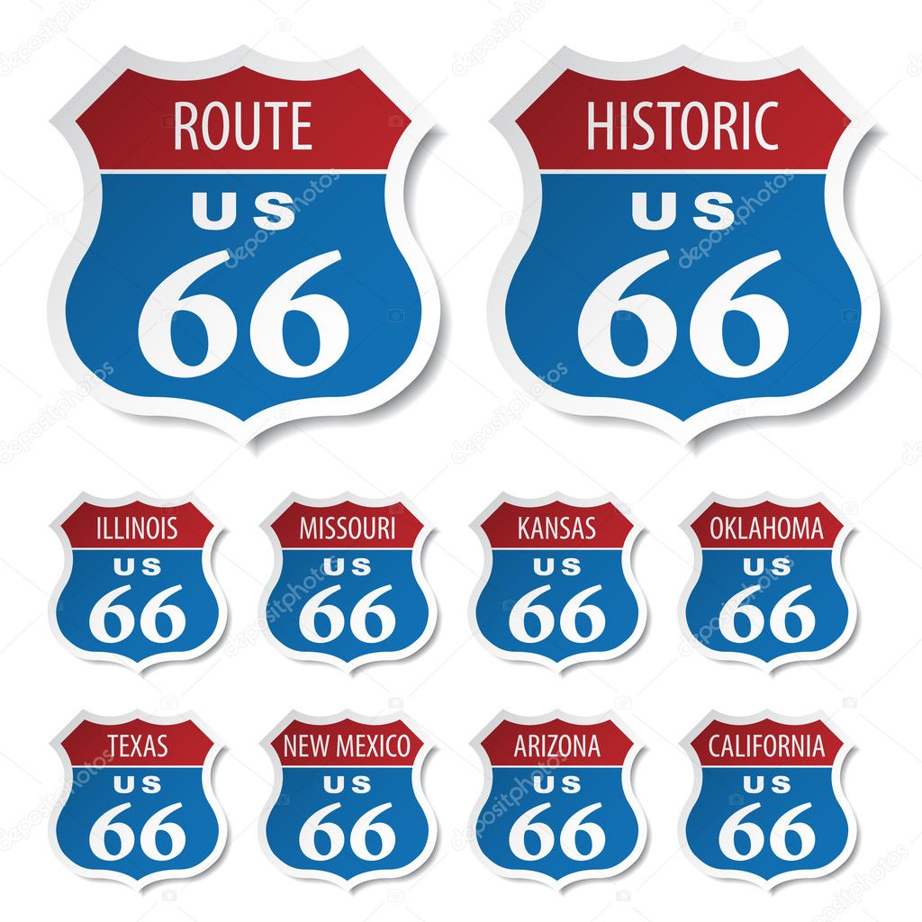 route 66 colored stickers