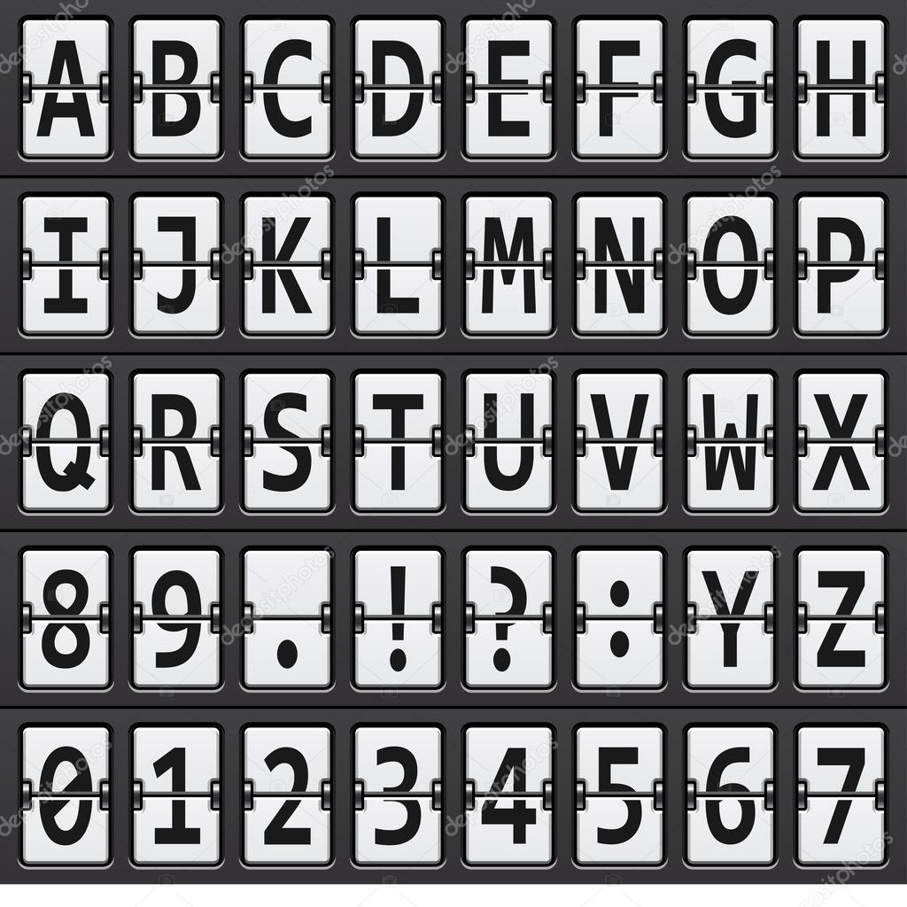 alphabet of black and white mechanical panel