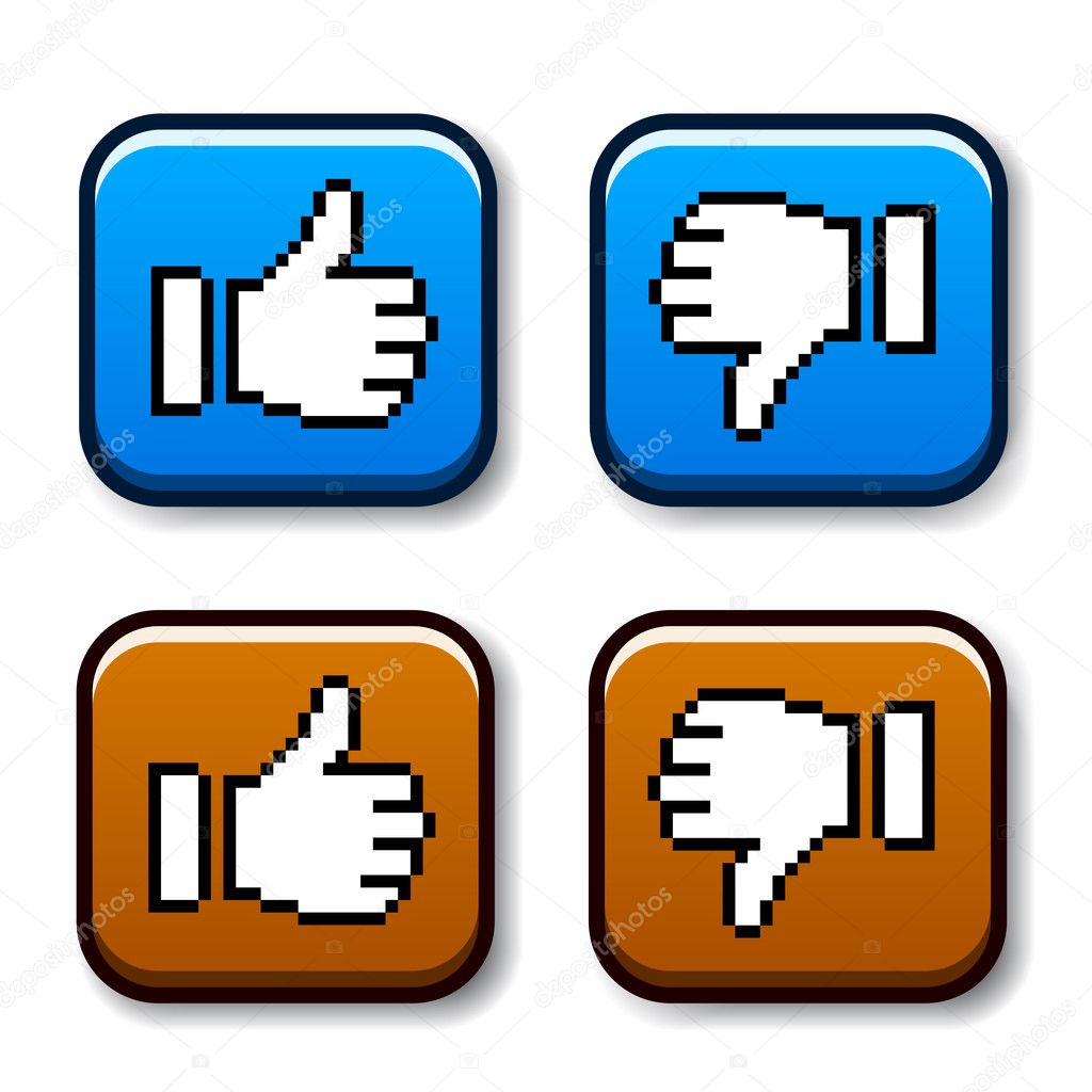 pixel thumb up and down buttons