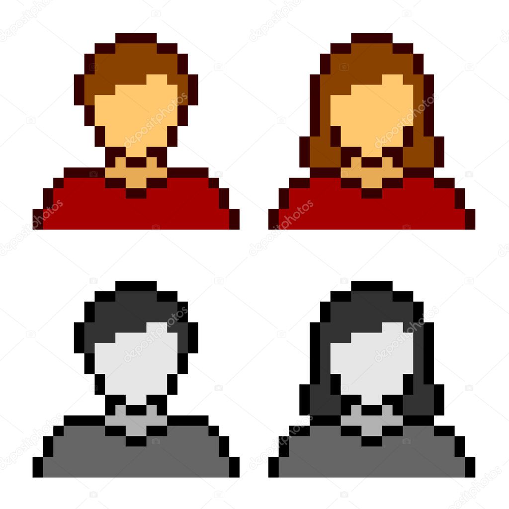 pixel male female avatar icons