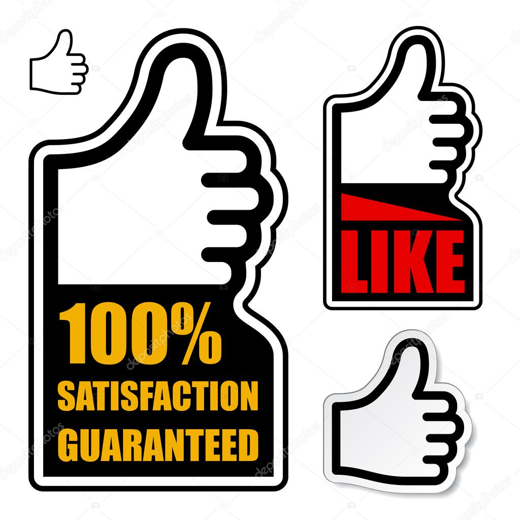 thumb up satisfaction guaranteed label
