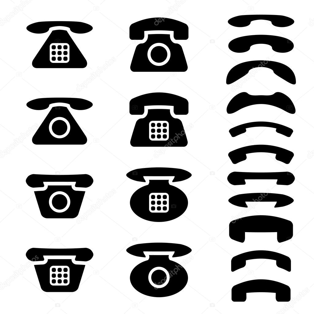 black old phone and receiver symbols