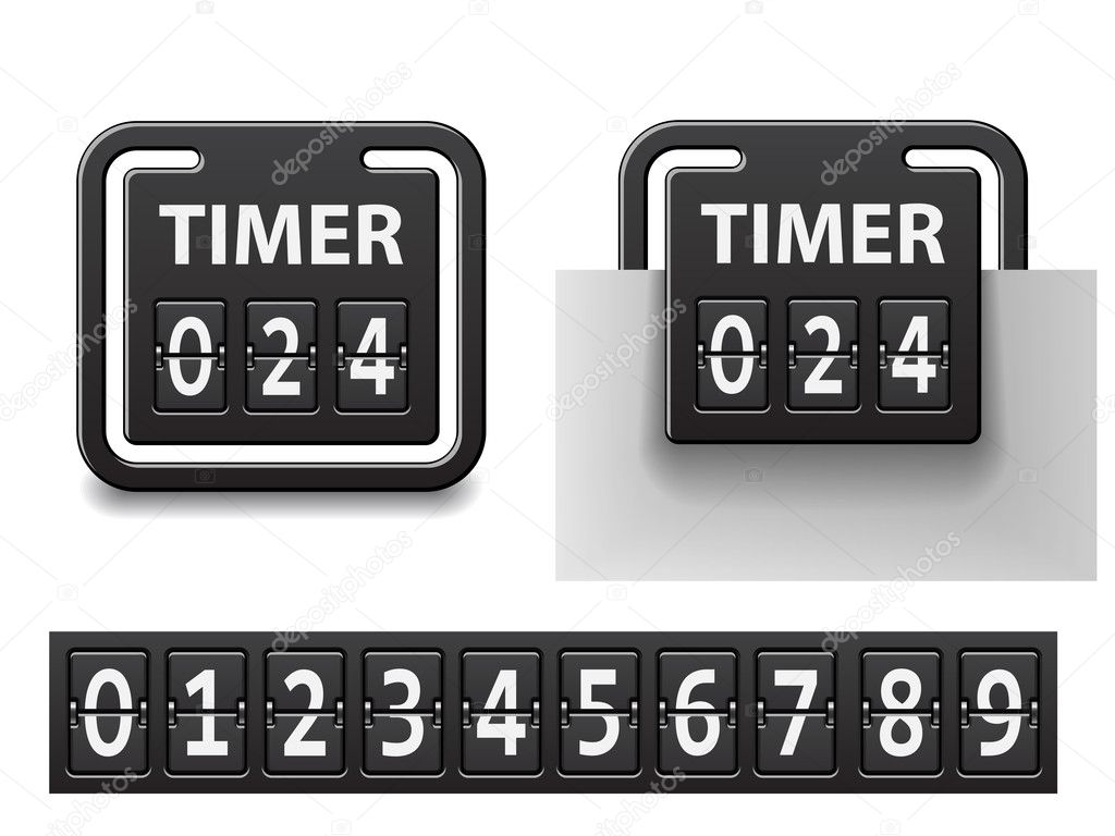 Black lcd counter - countdown timer Royalty Free Vector