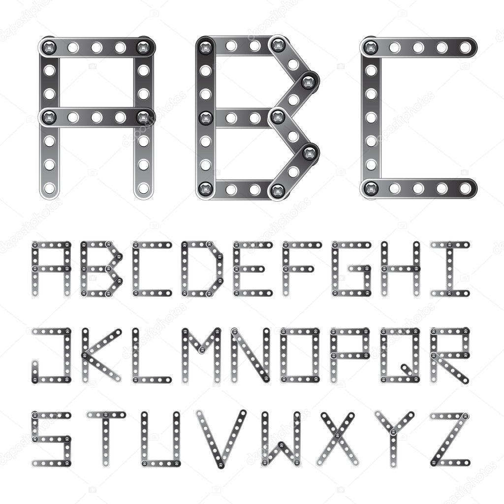 metal screwed alphabet font