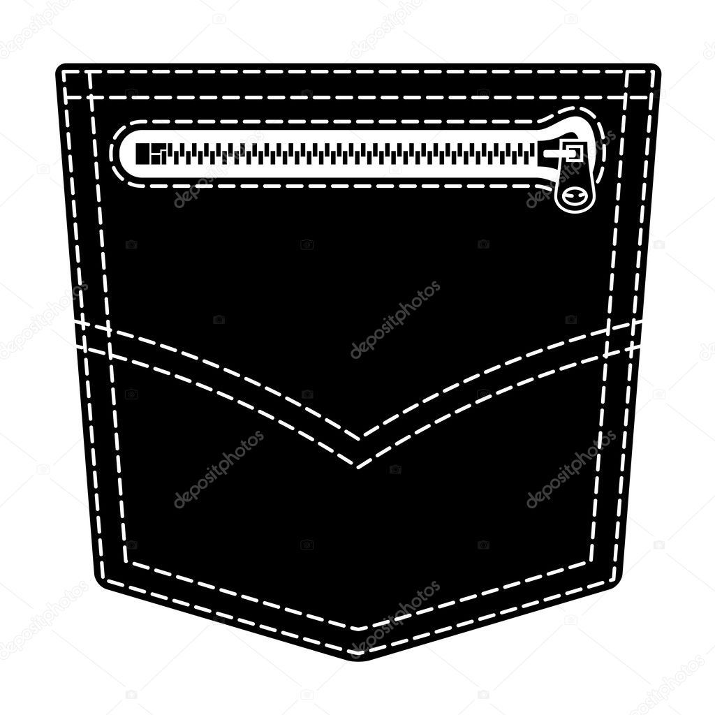 Download Zipper jeans pocket black symbol — Stock Vector ...