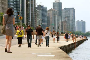 Enjoying Being Active Along Chicago Shoreline clipart