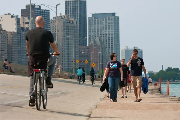 stock image Being Active Along Chicago Shoreline On Lake Michigan