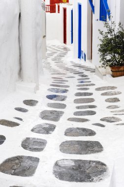 White path in Mykonos, Greece. clipart