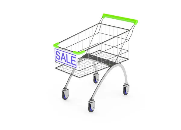 Metal shopping trolley isolated on white — Stock Photo, Image