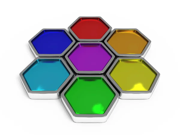 Färg isolerade hexagoner, rainbow färg — Stockfoto