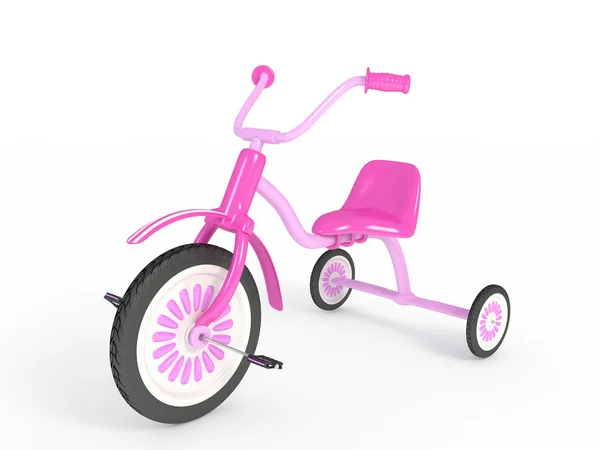 孤立的粉色三轮车 3d 渲染 — 图库照片