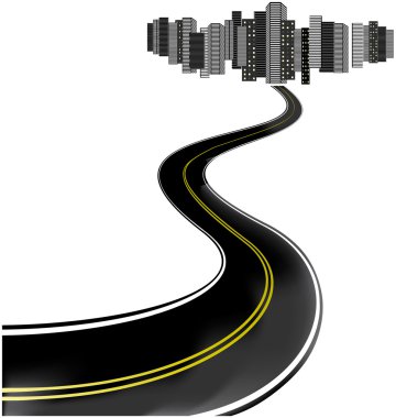 Vector road leads to city clipart