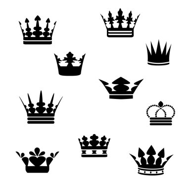 Vector black crowns clipart