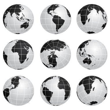 Vector globes various turn clipart