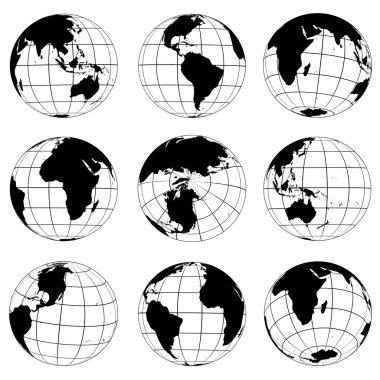 Vector globes various turn clipart