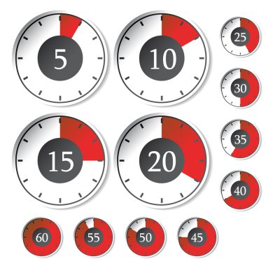 Vector set of red timers clipart