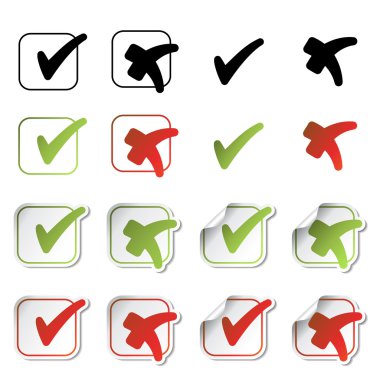 Vector stickers - check marks clipart