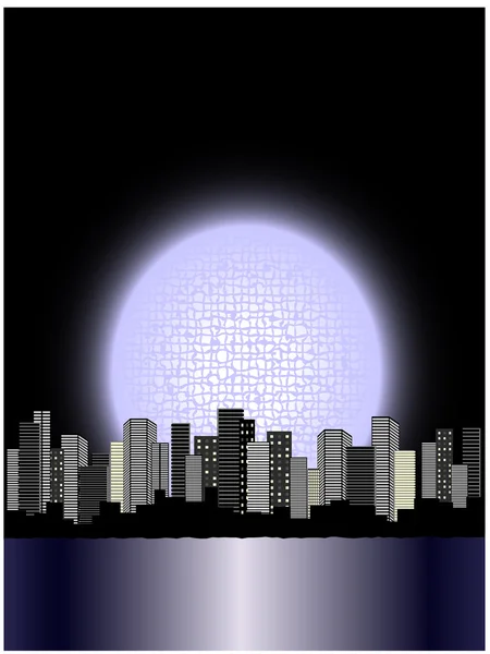 Lune vectorielle au-dessus de la ville — Image vectorielle