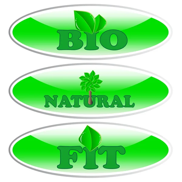 Vektor Bio-, natürliche und fit-Aufkleber — Stockvektor