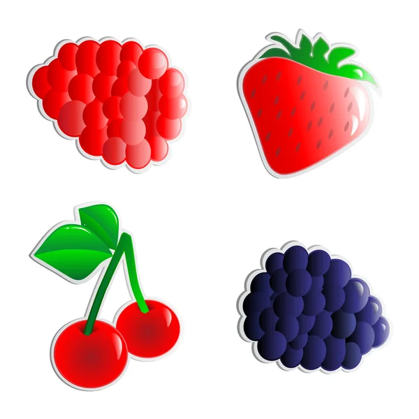 Vector fruits stickers — Stock Vector