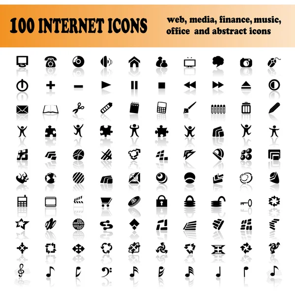 Cento icone vettoriali — Vettoriale Stock