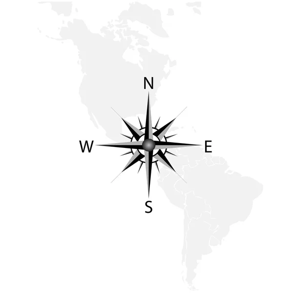 Вектор компас на карті Америки — стоковий вектор