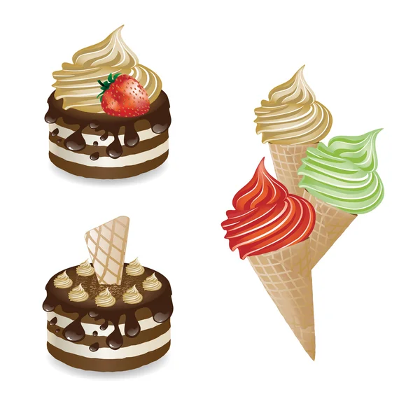 Vector desserts en ijs — Stockvector