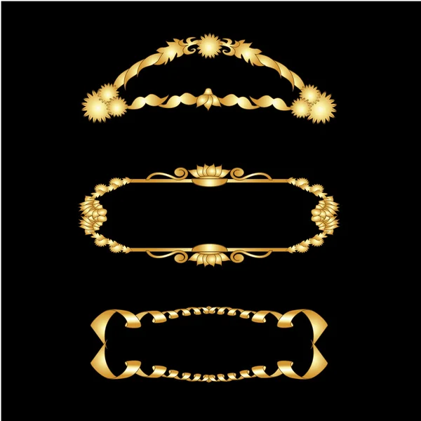 Vector set of golden frames — Stock Vector