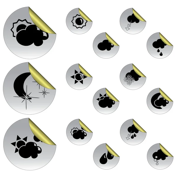 Adesivi vettoriali con simboli meteo — Vettoriale Stock