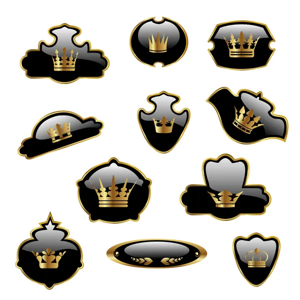 Etiquetas vectoriales con coronas de oro — Vector de stock