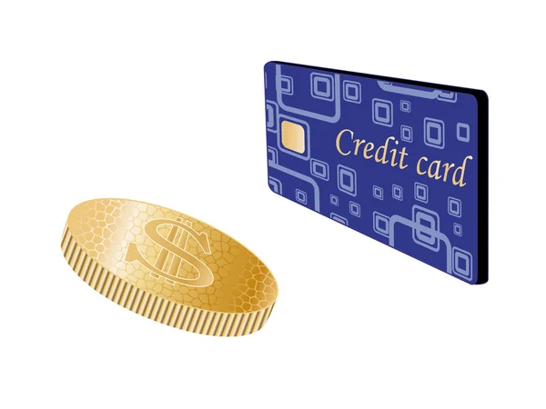 Vector munt en credit card — Stockvector