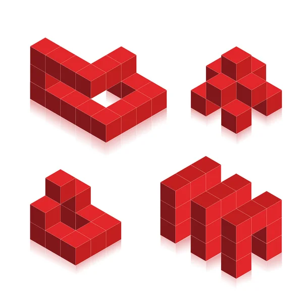 Vector symbols created cubes — Stock Vector